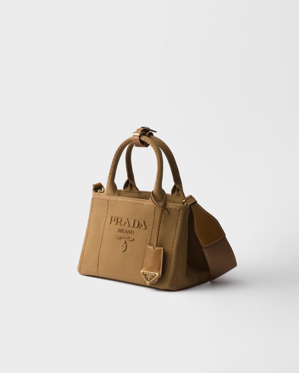 Prada Small Embroidered Cotton Canvas Shoulder Bag