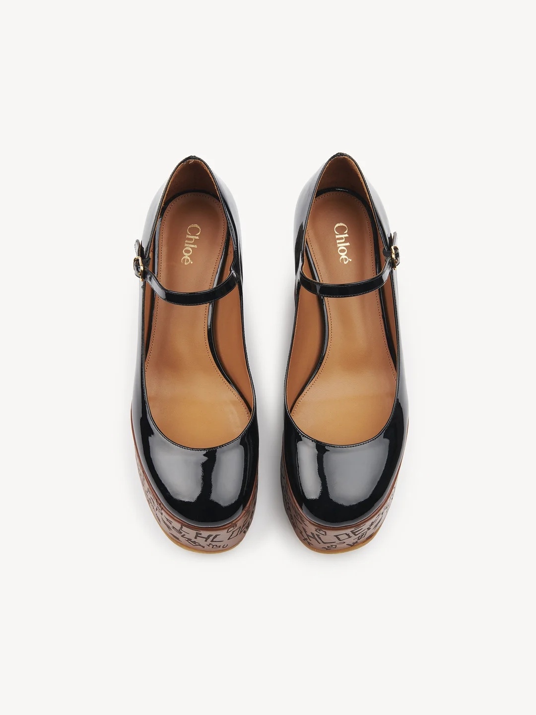 Chloé Maxime Patent Leather Platform Wedge Sandals In Brown