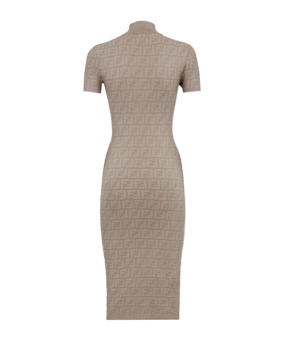 Fendi Dove Grey Ff Viscose Dress In Nude