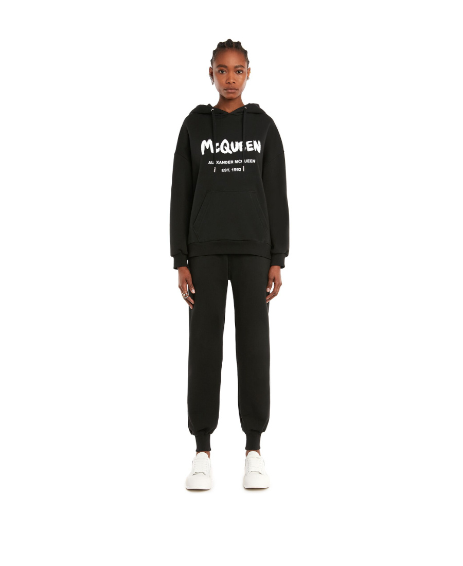 Alexander Mcqueen Logo-print Hoodie In Black