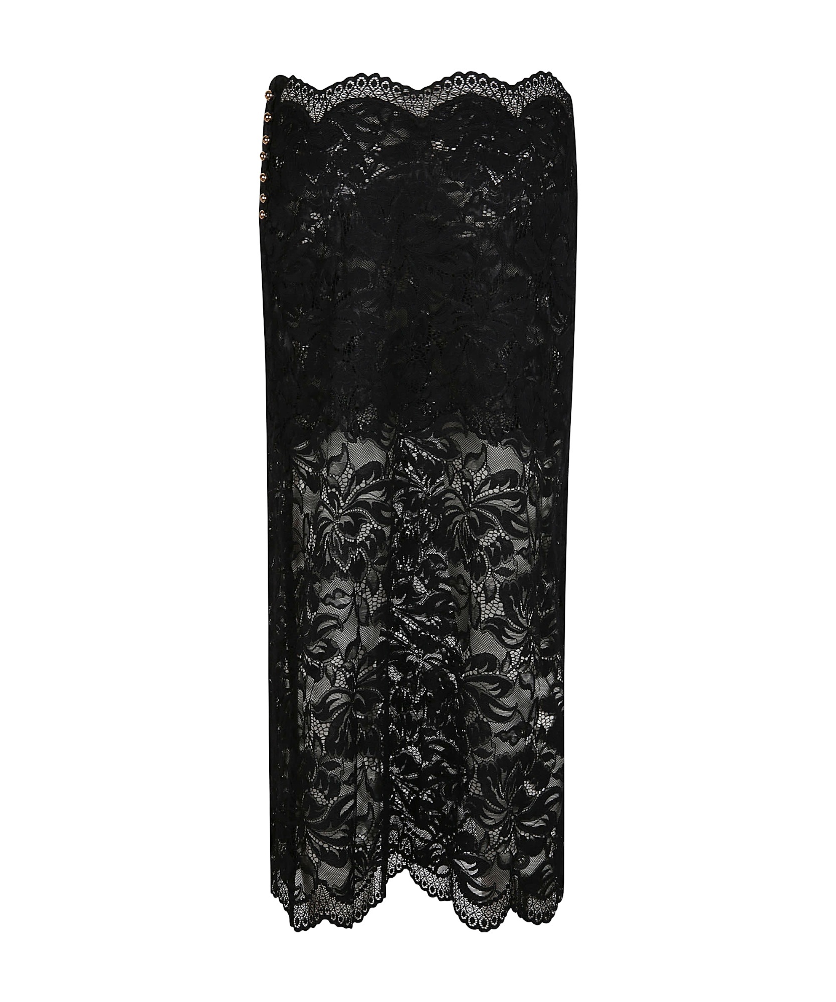 Rabanne Lace Cropped Midi Skirt In Black