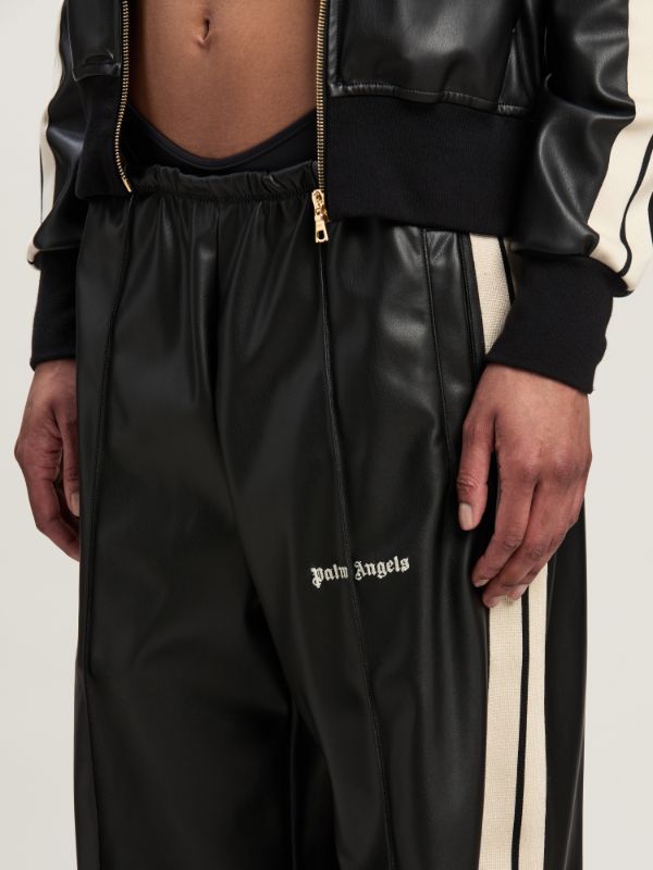 Palm Angels Logo Embroidered Elastic Waist Track Pants In Black