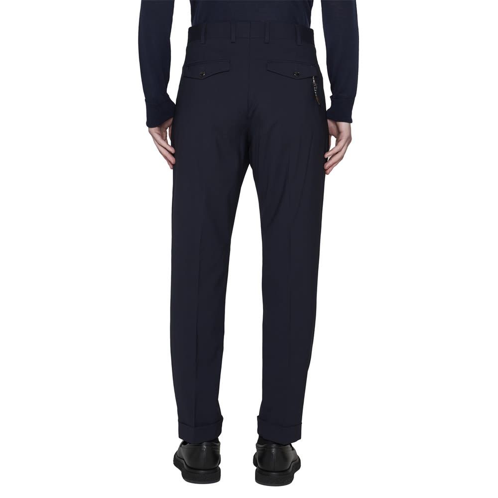 Pt Torino Mid-rise Tailored Trousers With Pleats And Buttoned Pockets In Black