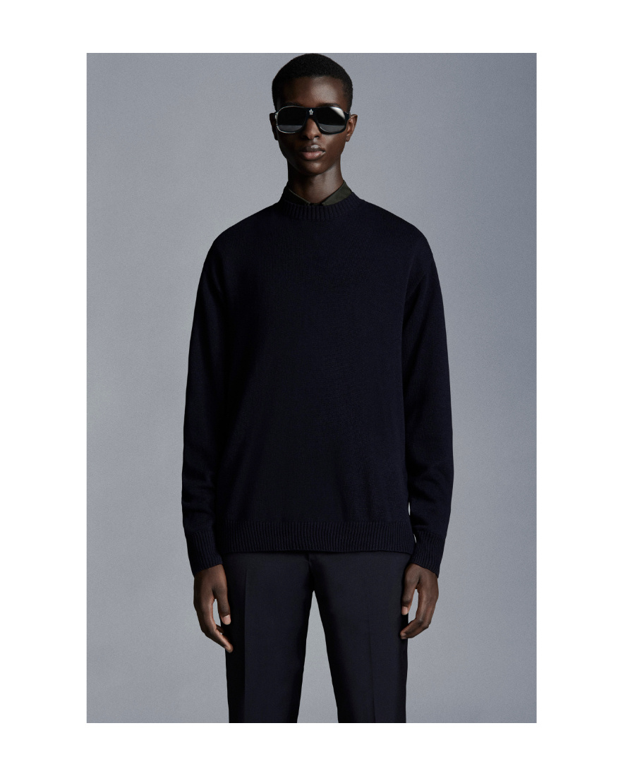 Moncler Wool And Cashmere Crewneck Sweater In Blue