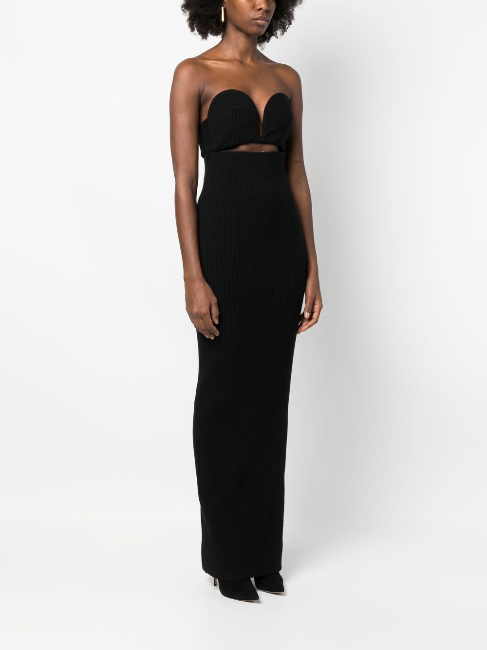ALAÏA STRAPLESS CUT-OUT KNITTED DRESS