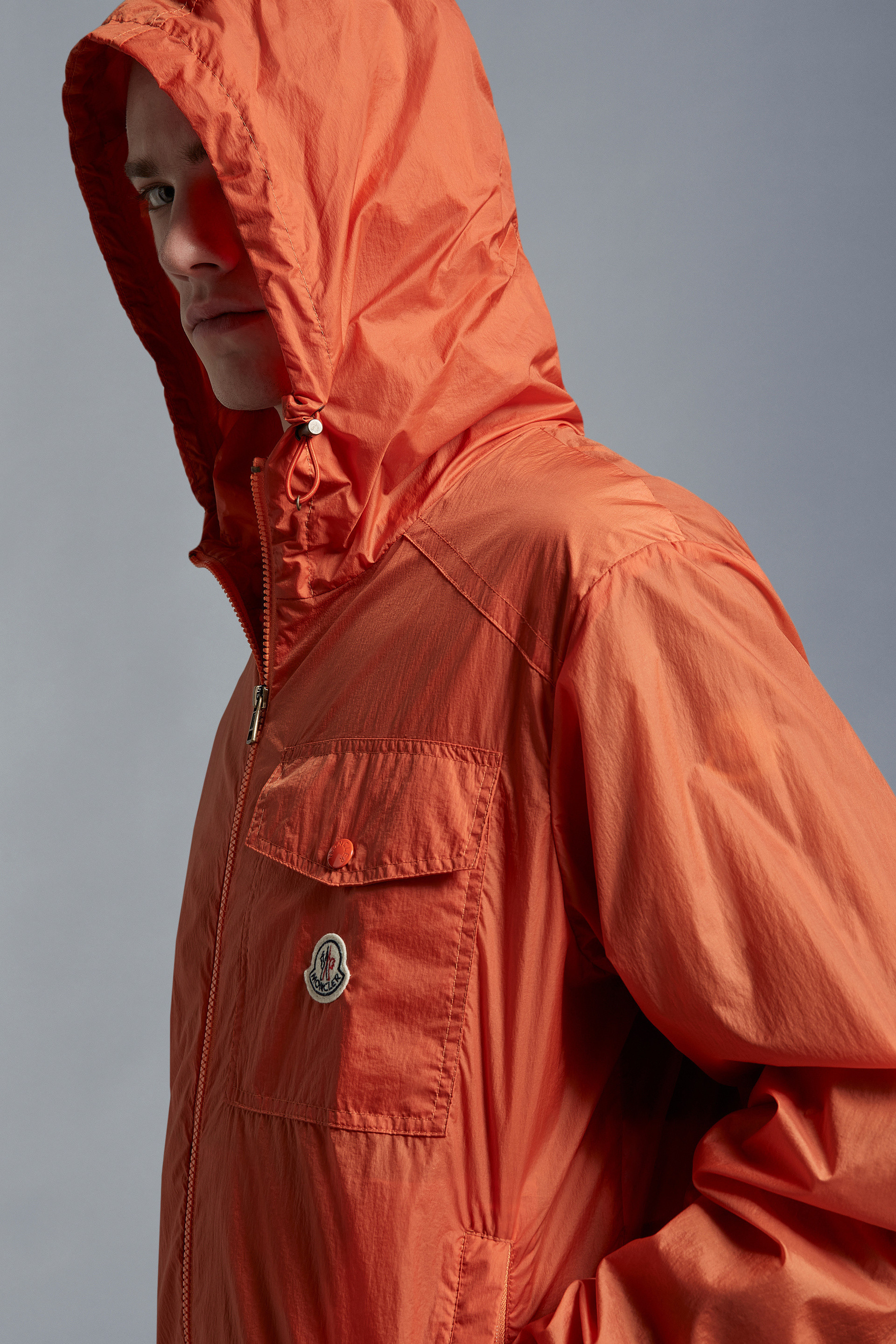 Moncler Samakar Hooded Jacket In Orange