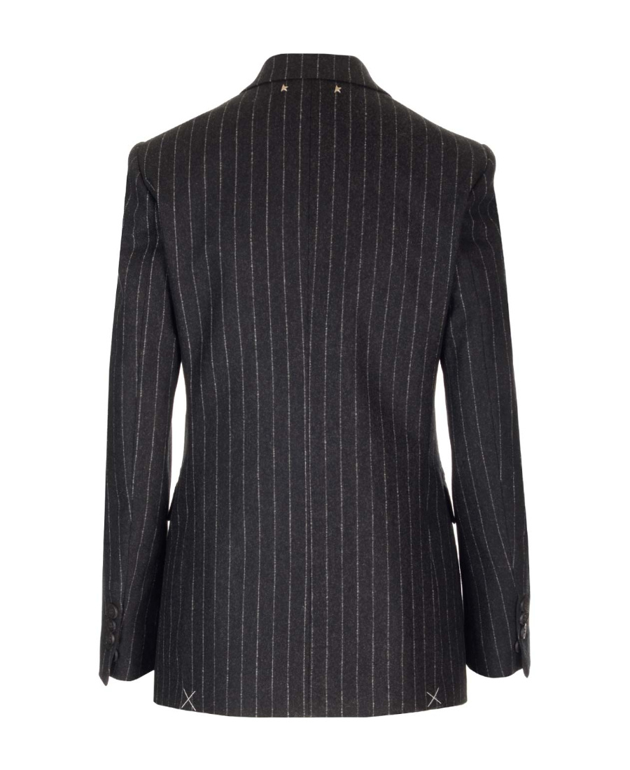 Golden Goose Pinstriped Double-breasted Blazer In Black