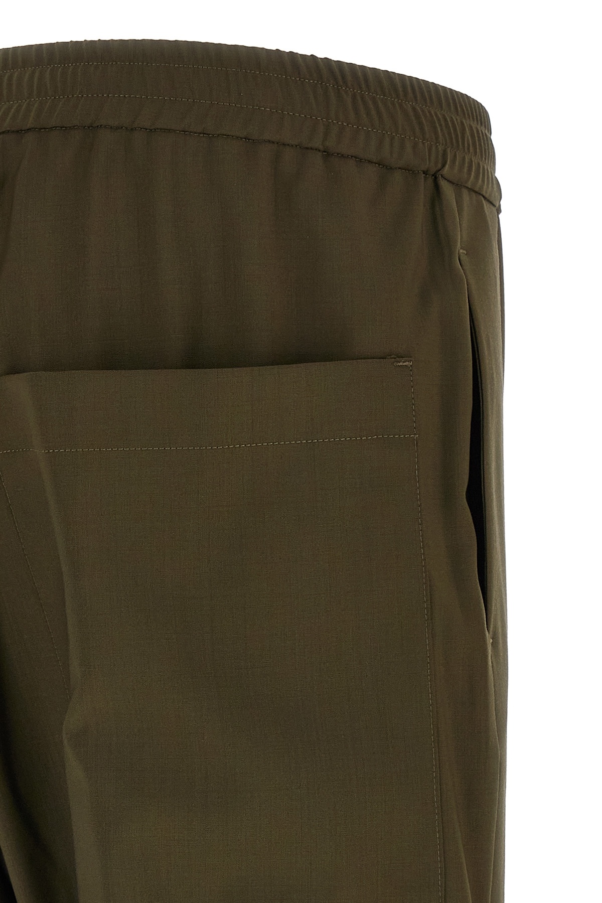 Barena Venezia Straight Leg Elastic Waistband Pants With Back Pockets In Brown
