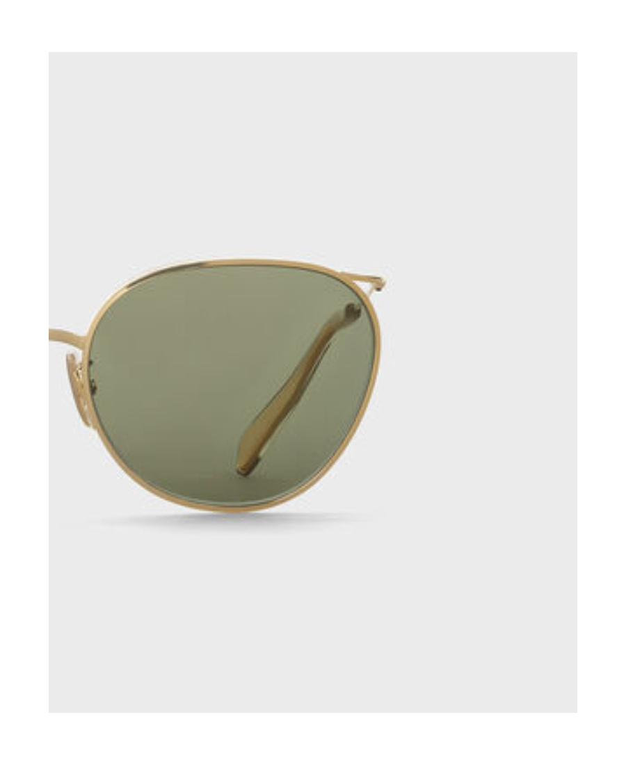 Celine Round Frame Green Lens Sunglasses In Green