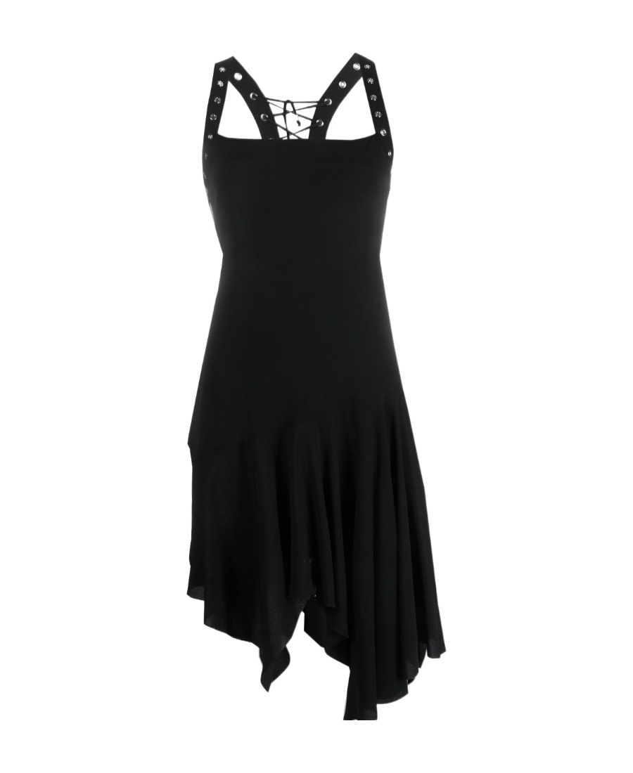 Blumarine Stud Embellished Asymmetric Dress In Black