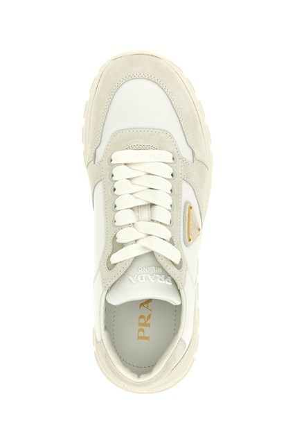 Prada Round Toe Low-top Sneakers In White