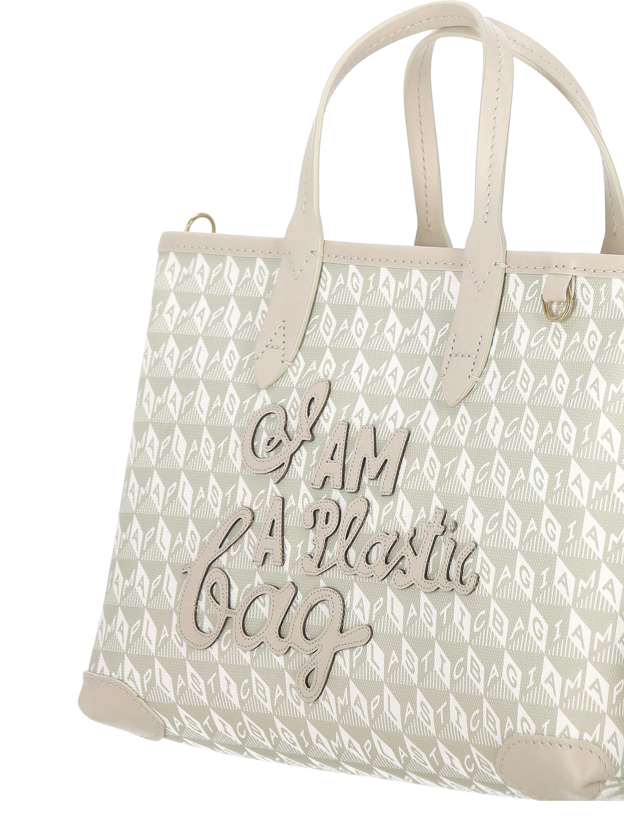 Anya Hindmarch Xs Tote Bag With I Am A Plastic Bag Pattern In White