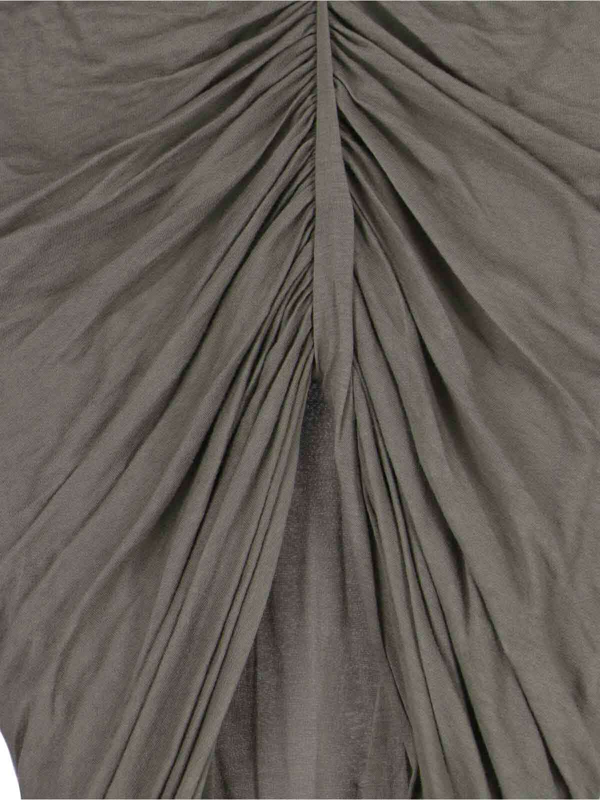 Rick Owens Edfu Asymmetric Ruched Cotton-jersey Maxi Skirt In Green