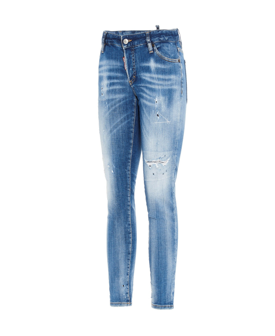 Dsquared2 Distressed Skinny Jeans In Blue