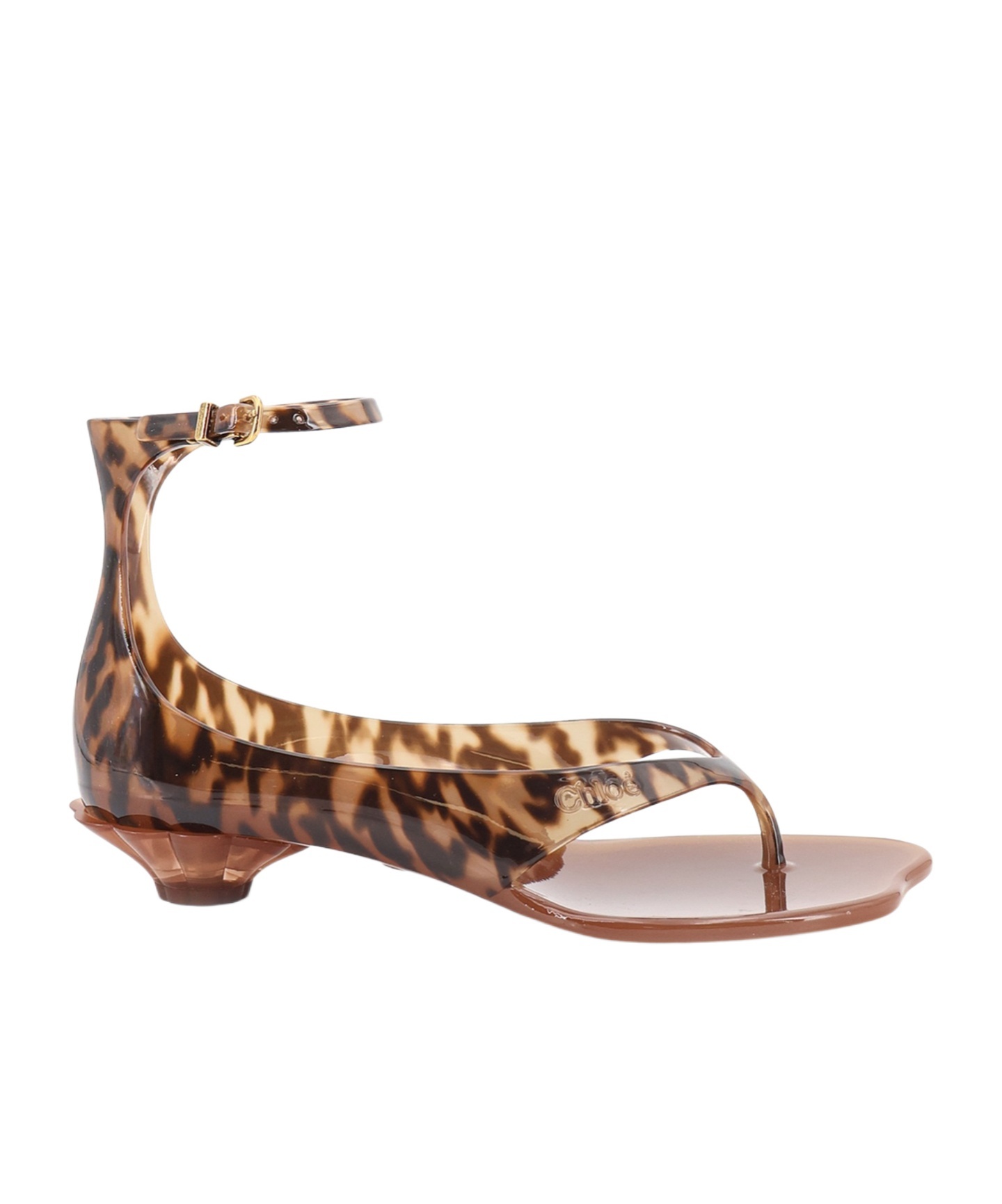 Chloé Brown Jelly Sandal With Animal Print And Flat Sandal In Multi