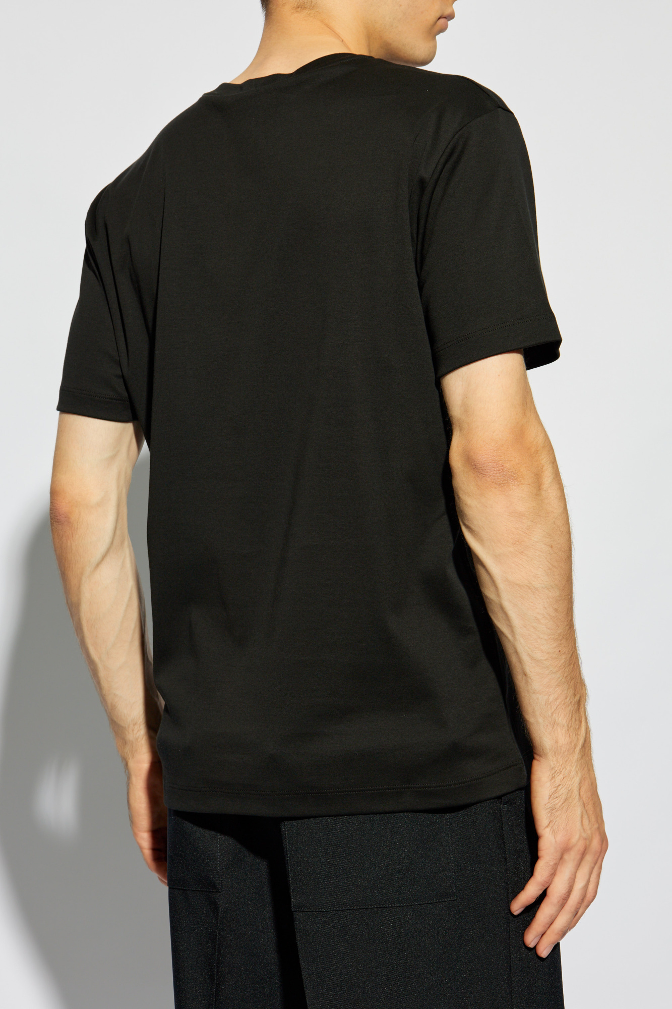 Shop Giorgio Armani Logo-embroidered T-shirt In Black