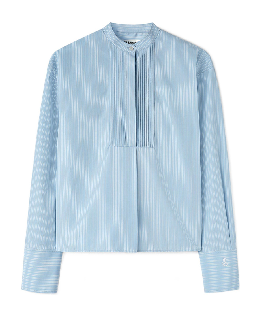 Jil Sander Striped Cotton Shirt In Blue
