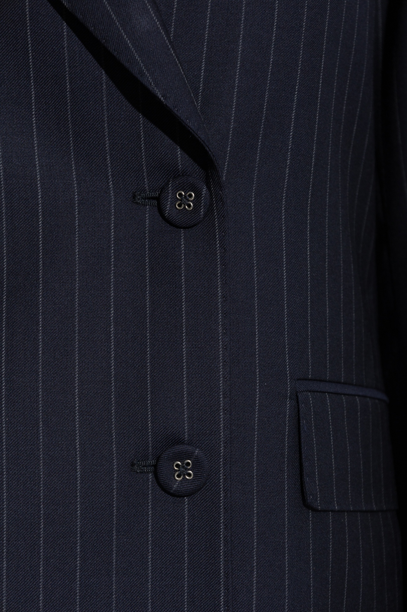 Officine Generale Pinstripe Double-breasted Jacket In Blue
