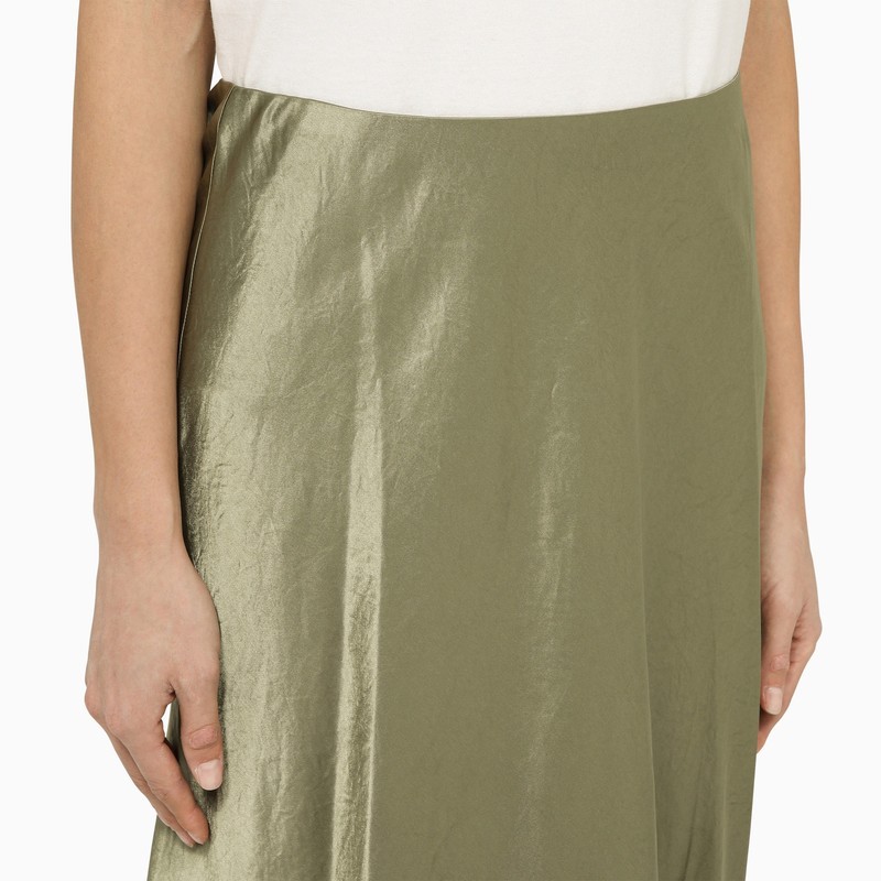 Shop Vince Crinkled-finish Satin Maxi Skirt In Gray