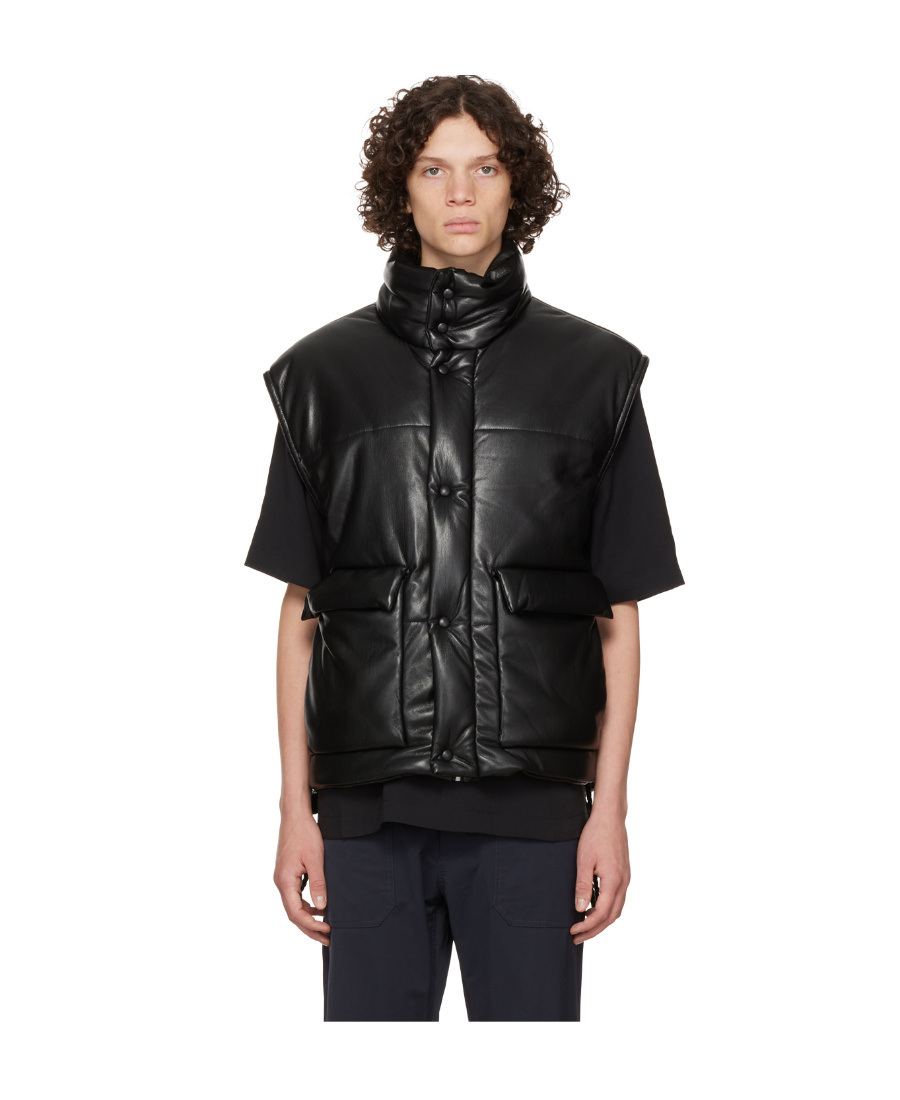 Shop Nanushka Jovan Faux-leather Puffer Gilet In Black