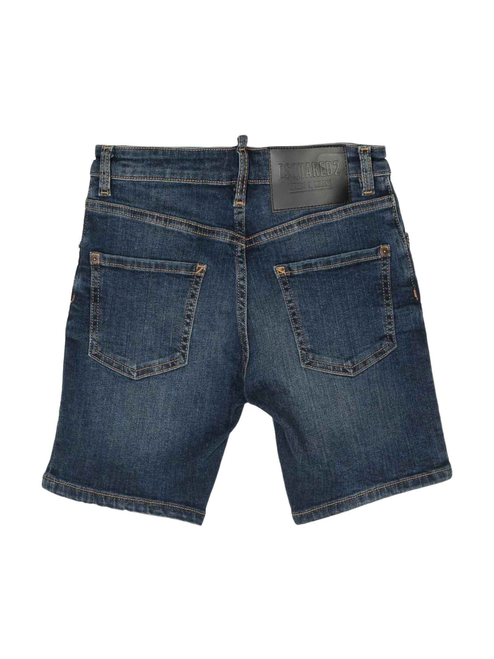 Dsquared2 Mid-rise Denim Shorts In Blue