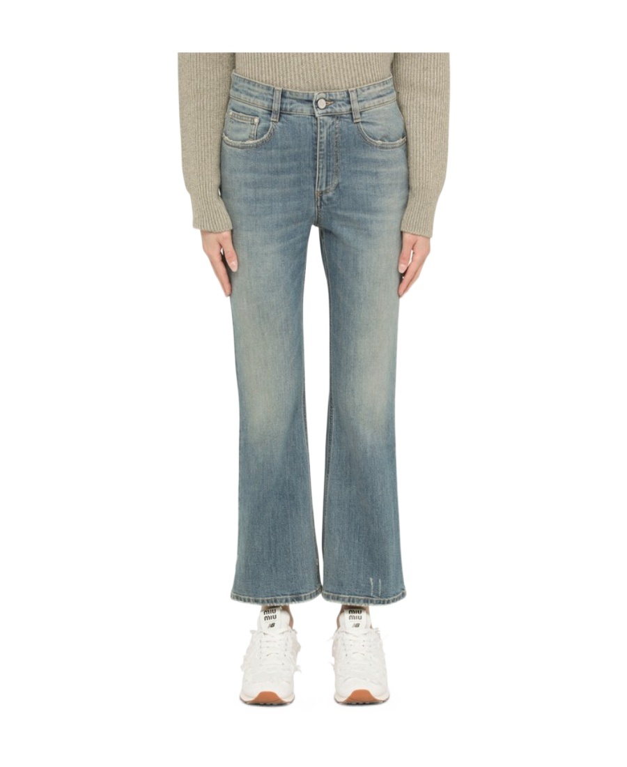 Stella Mccartney Distressed Bootcut Jeans In Gray