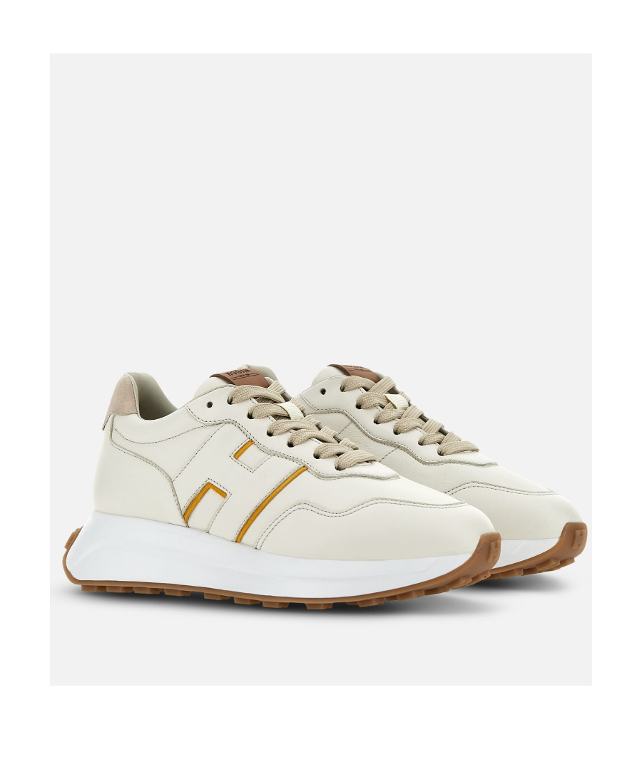 Hogan H669 Suede And Leather Sneakers In White