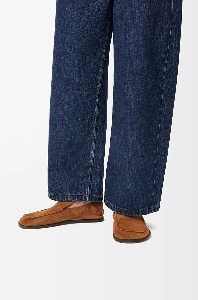 Loewe Mocassini Flex In Pelle Scamosciata Cammello Uomo In Brown