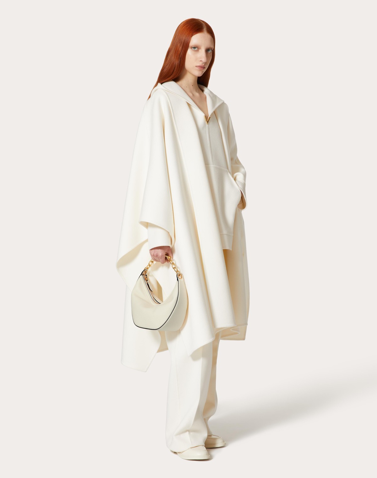 Valentino Neutral Vlogo Moon Small Shoulder Bag In White