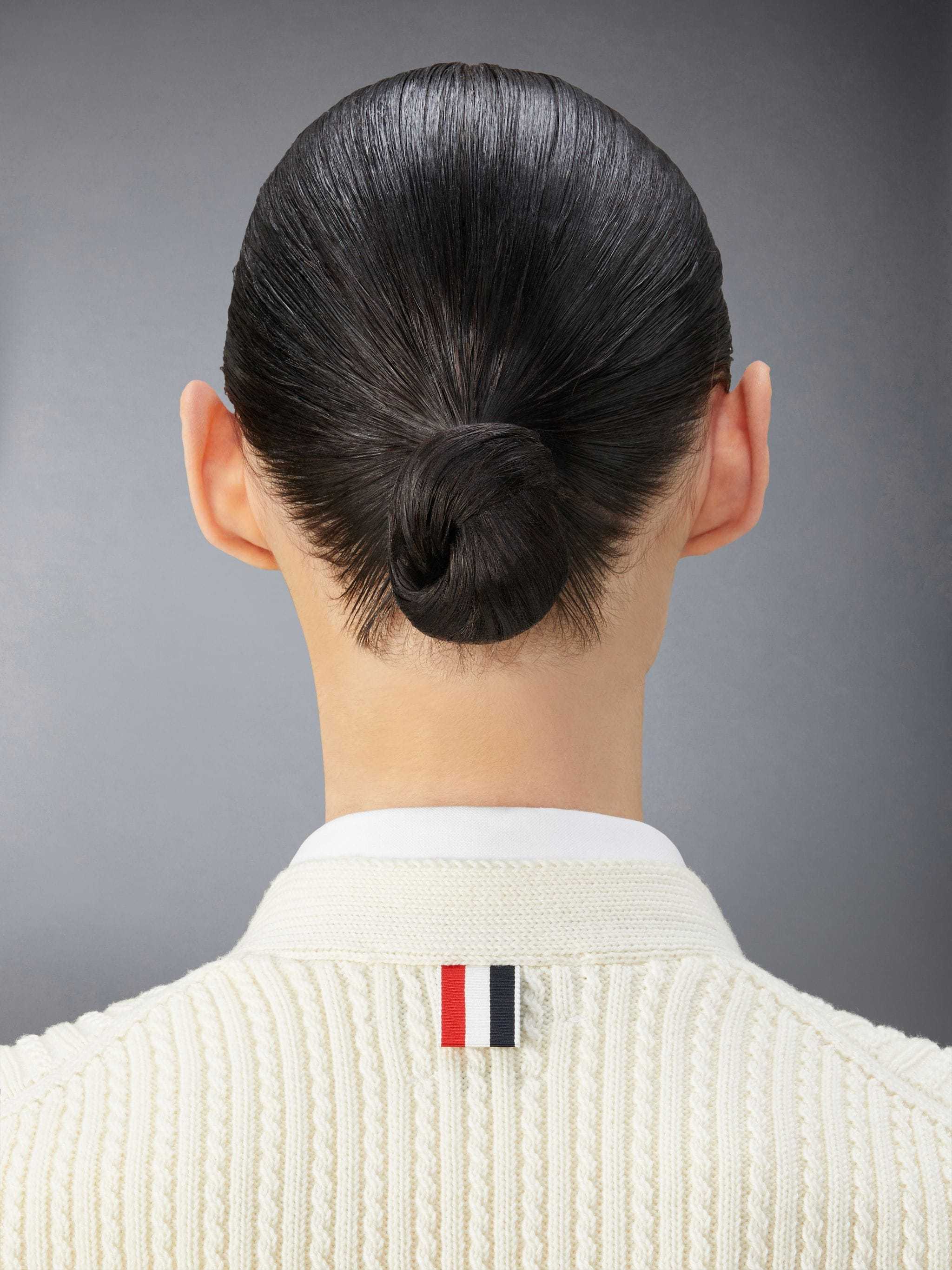 Thom Browne Off-white Cropped Cardigan In White