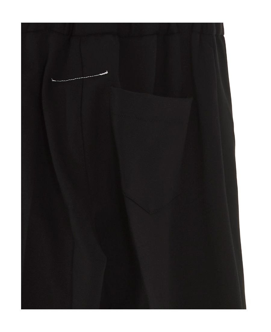 Mm6 Maison Margiela Embroidered-logo Drawstring Trousers In Black