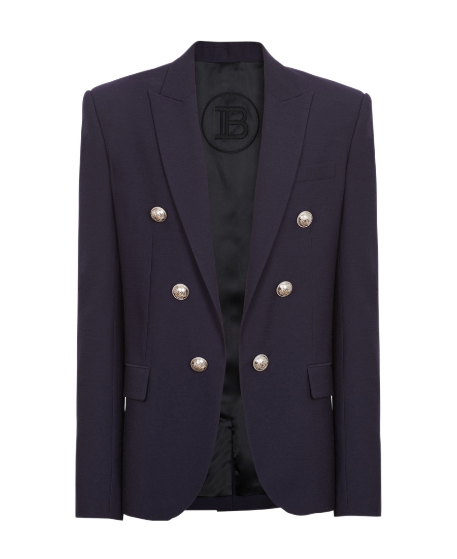 Shop Balmain Embossed-button Detail Blazer In Black