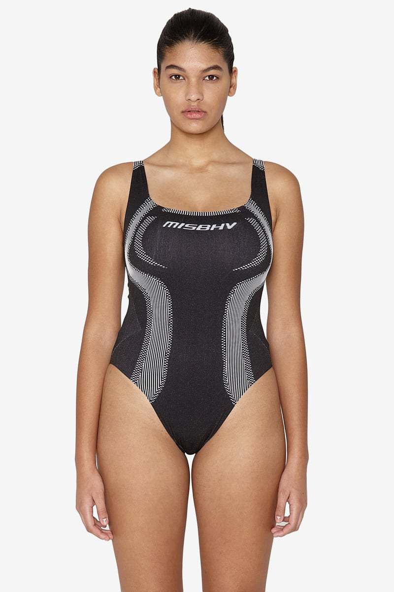 Misbhv Black And White Sport Active Wear Jumpsuit In Black