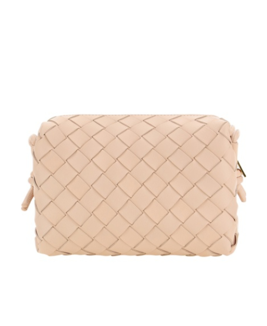 Bottega Veneta Loop Intrecciato Crossbody Bag In Nude
