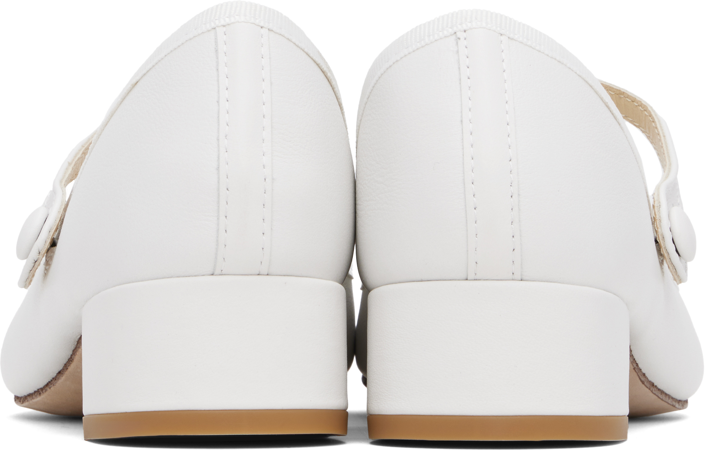 Repetto White Rose Mary Jane Heels In White