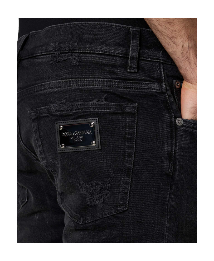 Dolce & Gabbana Distressed-effect Straight-leg Jeans In Black