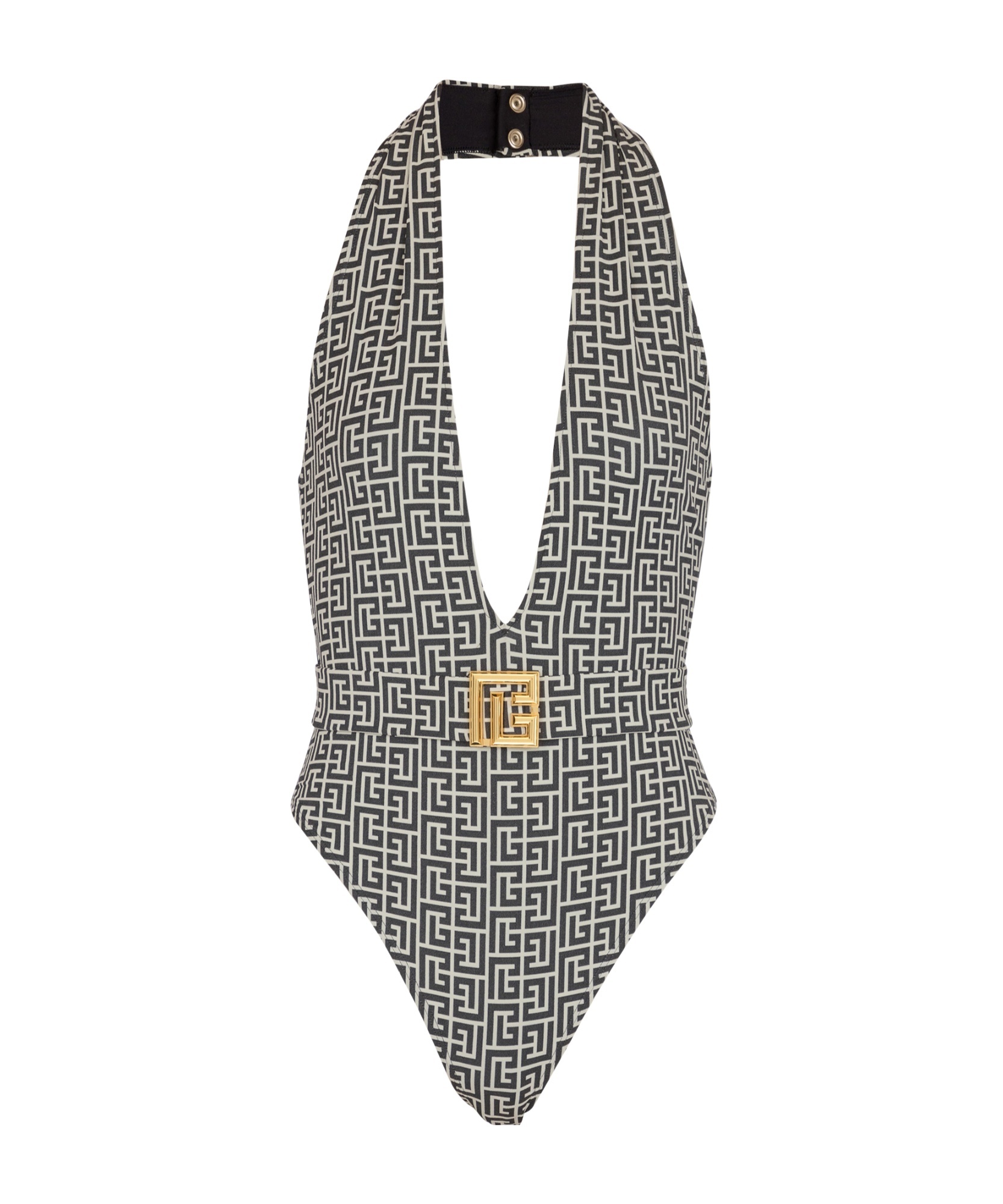 Balmain Pb Labyrinth One-piece Swimsuit In Black