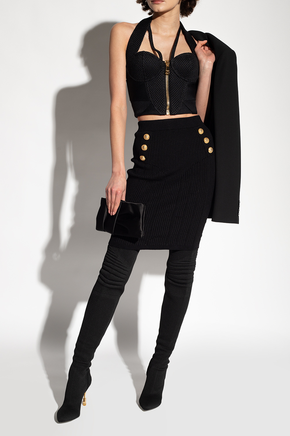Balmain Medusa Sculpted-heel 100mm Boots In Black