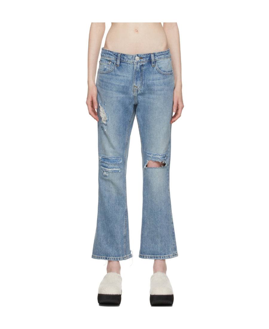 Frame Blue Low Boot 'the Pixie' Jeans In Blue