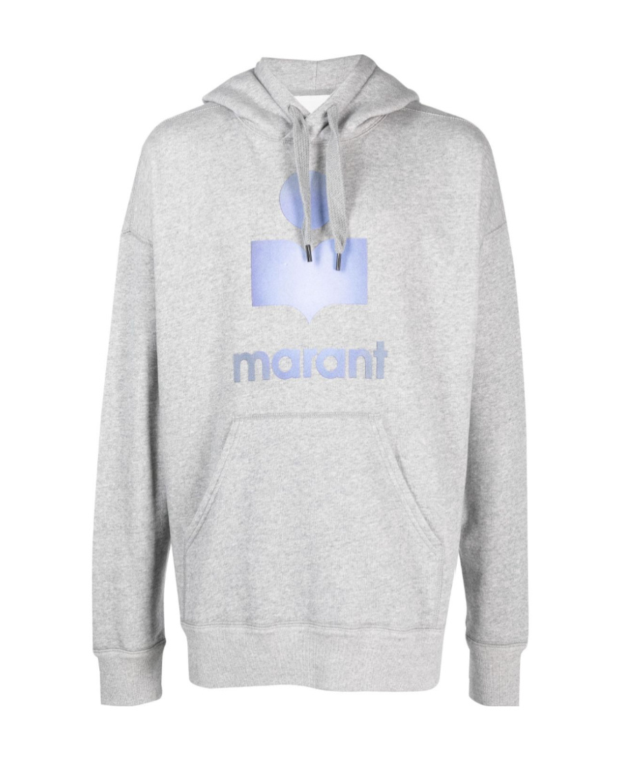 Isabel Marant Marant Relaxed-fit Grey Hoodie With Kangaroo Pocket In White