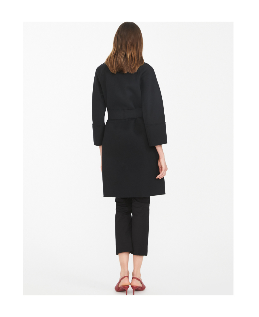 Max Mara Black Arona Double-faced Short Wool Coat In Black