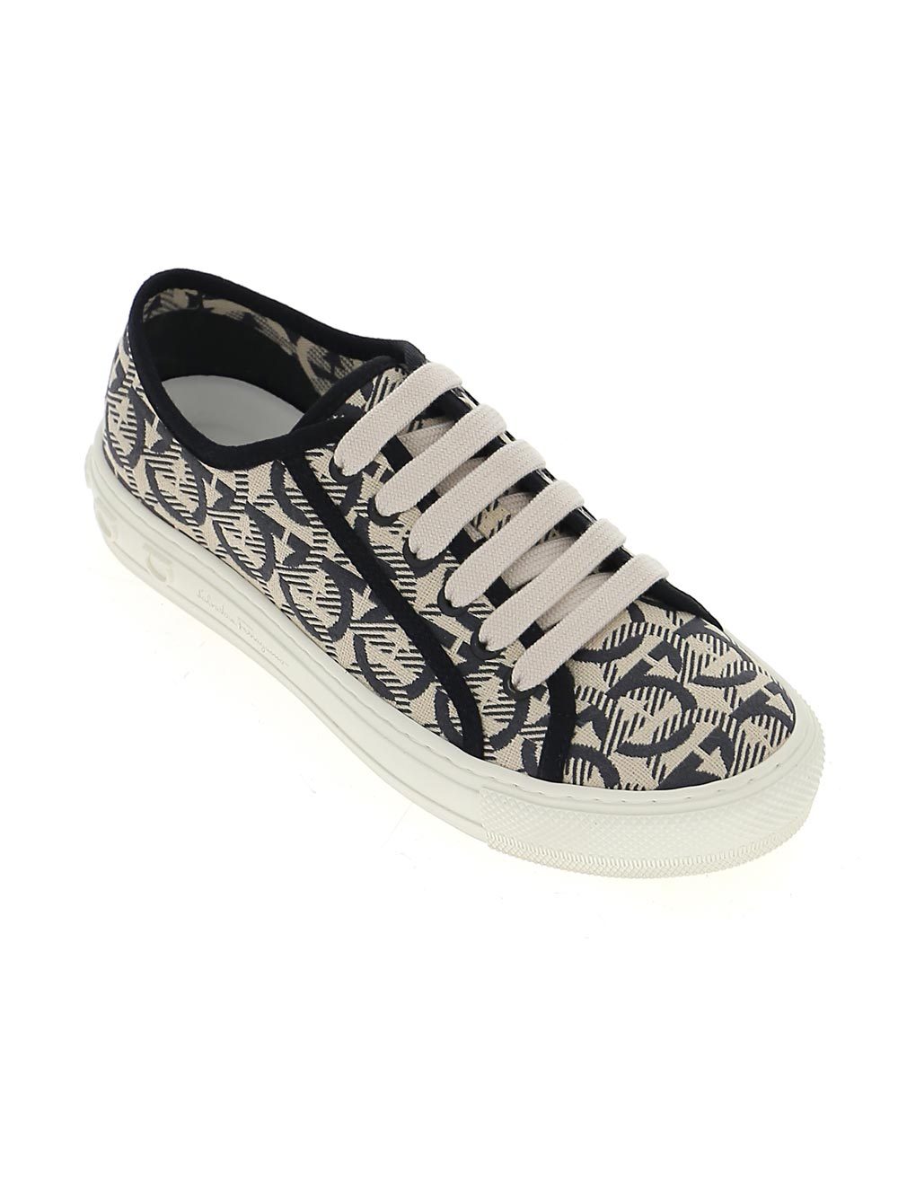 Ferragamo Printed Leisure Sports Shoes In Gray