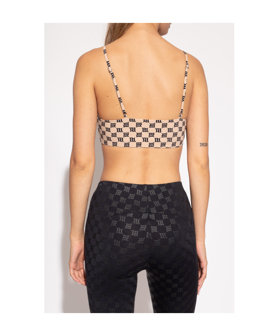 Misbhv Monogram-print Bikini Top In Black