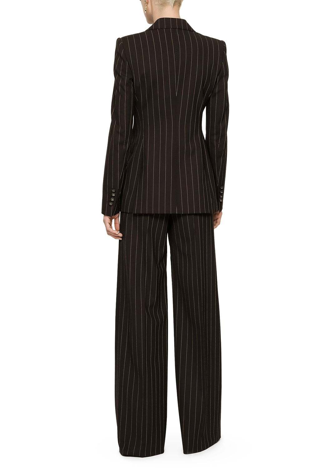 Dolce & Gabbana Pinstripe-print Wide-leg Trousers In Black