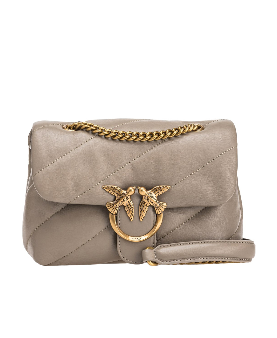 Pinko Love Mini Puff Logo Plaque Shoulder Bag In Nude