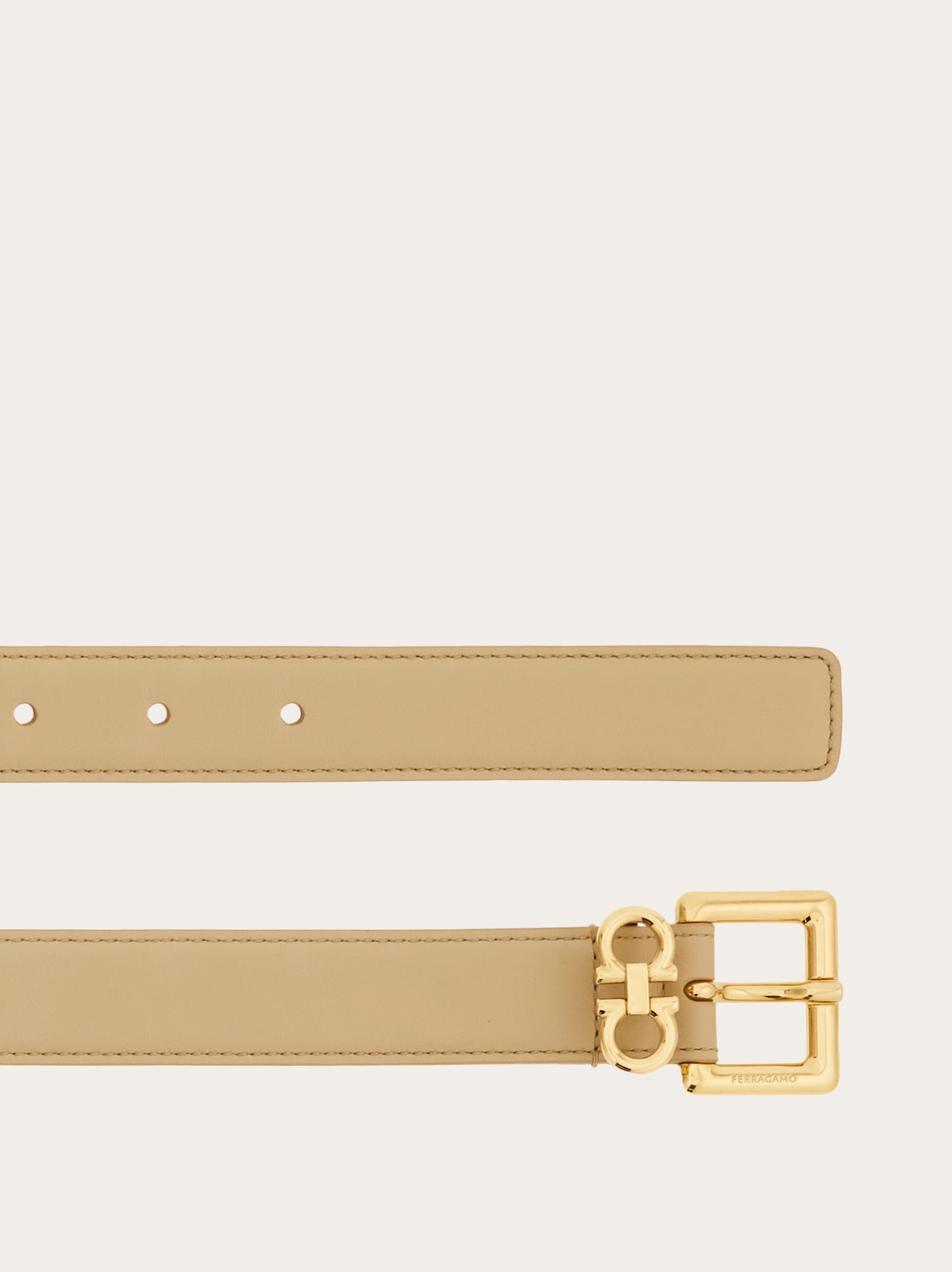 Ferragamo Double Gancini Buckle-fastened Belt In Gold