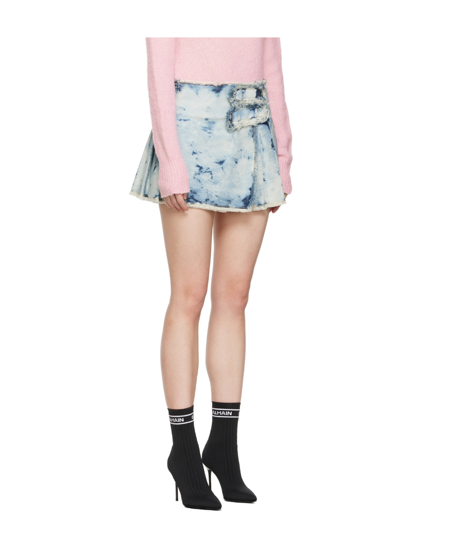 BALMAIN BLEACHED DENIM MINISKIRT