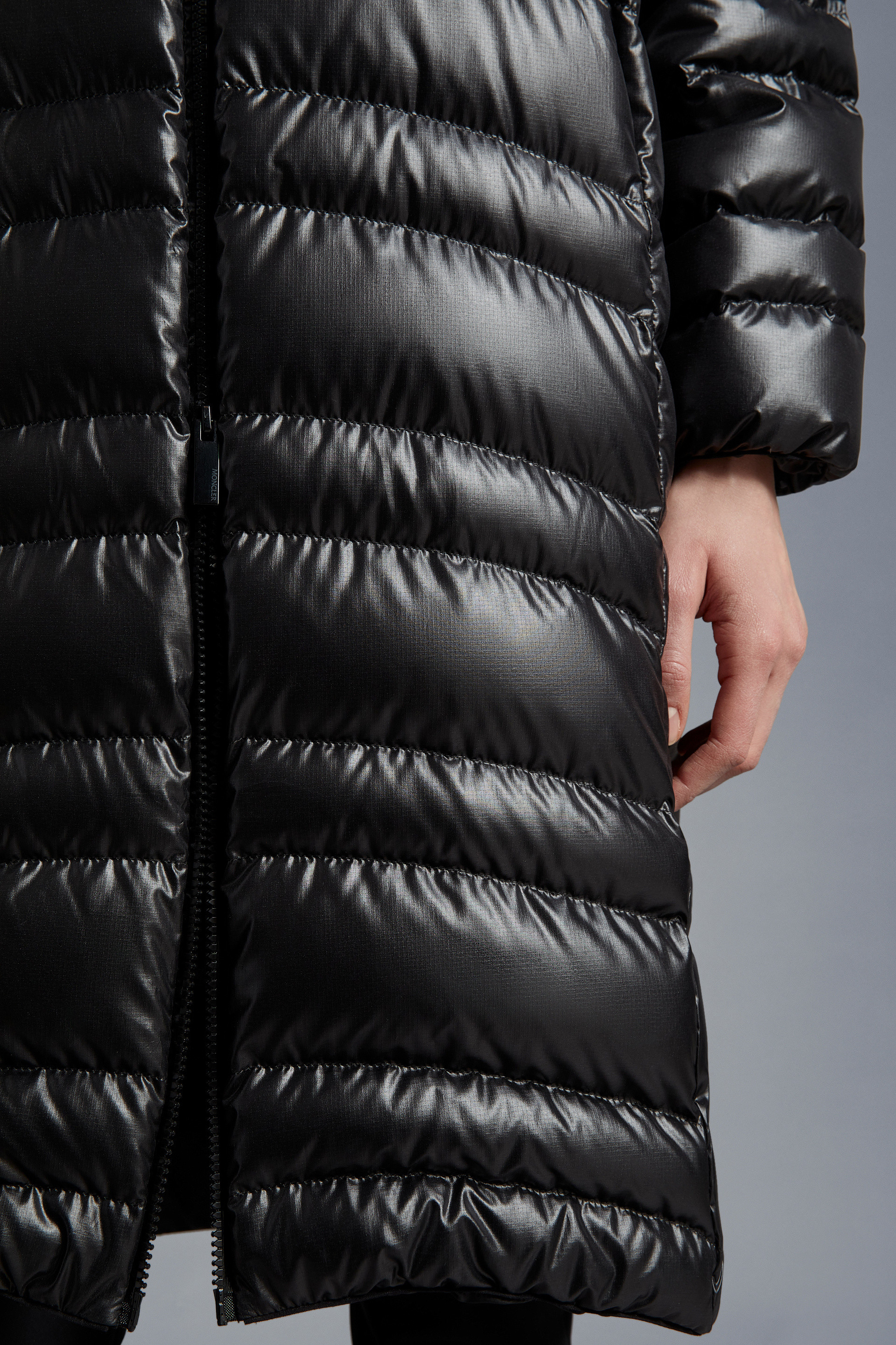 Moncler Zip-fastening Padded Coat In Black