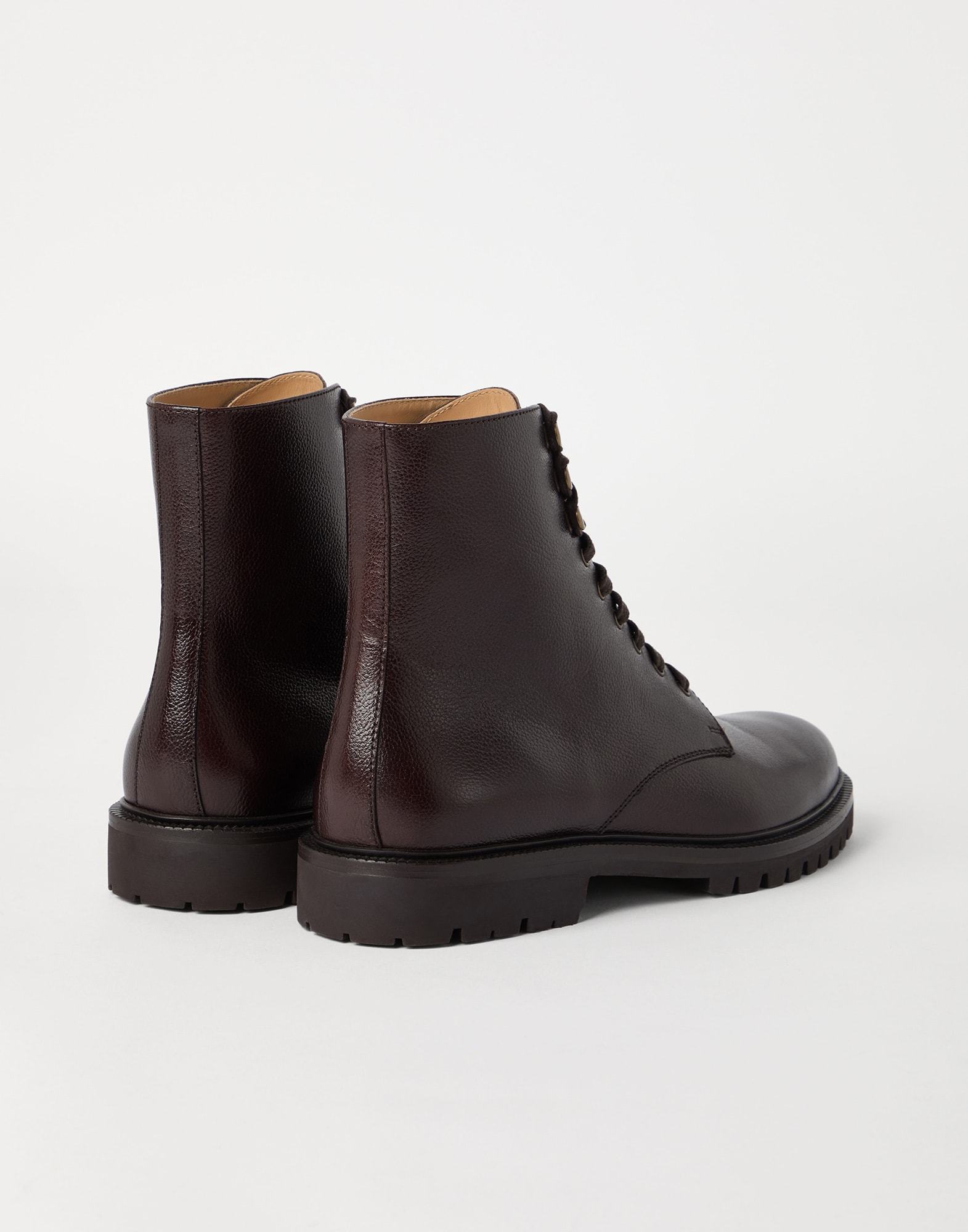 Brunello Cucinelli Leather Combat Boots In Brown
