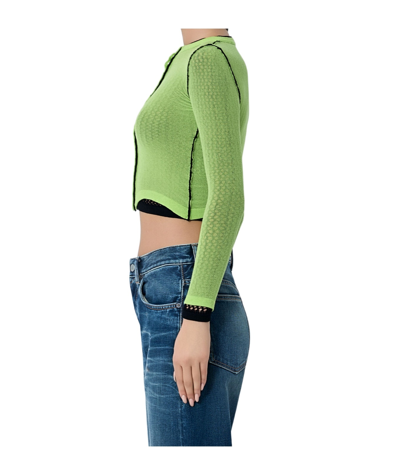 Chopova Lowena Women Fishnet Cardigan In Green